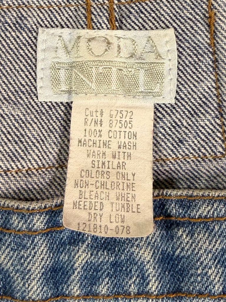 Vintage 90s Moda Intl International London Jean Blue Denim Bib Overalls Xl/Xxl — image 8 of 8